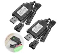 2Pcs 7.4V USB Charger Cable 1000mA Fast Lipo Battery Charging Plug Connector With 3 Pin SM-3P for Remote Control Cars/Toys/RC Plane/RC Tank/RC Boat Toys with Battery Protection