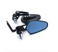 2pcs 7/8" 22mm Motorcycle Mirrors Bar End Blue Glass Rear View For Honda Crf1000L Xr650r Xr400(Black)