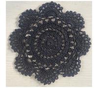 2pcs 7 Inch Cotton Doilies, Handmade Crochet Coasters, Hollow Round Floral Lace Cup Mat for Kitchen Dining Room Party Decor(Black)