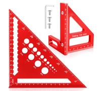 2Pcs 7 Inch Metal Carpenter Set Square with 3D Multi Angle Measuring Ruler Rafter Triangle, 45 90 Degree Metric Speed Square Combination Tool, Woodworking Protractor for Engineer Builders Roofers