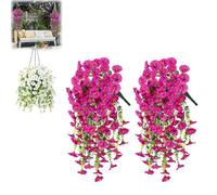 2Pcs 75cm Plastic Flowers for Outdoors, Artificial Hanging Baskets, Artificial Hanging Flowers, Faux Hanging Baskets, No Fade Plastic Flowerss Decoration, for Window Garden Porch Garden (light purple)