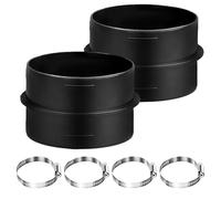 2PCS 75mm Heater Ducting Connector, Plastic Ducting Joiner Connector with 4 Adjustable Clips Round Ventilation Duct Pipe Connector for Diesel Heater Ducting