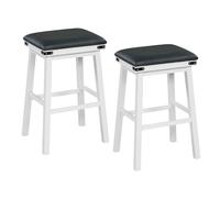 2PCS 76cm Bar Stools PU Leather Padded Upholstered Counter Height Chair-White