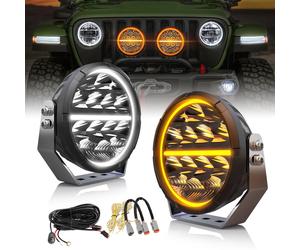 2PCS 7inch LED Driving Lights Round Spotlight Halo DRL Trucks Car 4x4 Pickup ATV