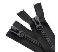 2PCS #8 100cm Two Way Separating Zippers(Open-end Zipper) for Sewing Coats Jacket Zipper,Black Molded Resin Zippers Bulk