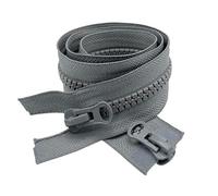 2PCS #8 145cm Two Way Separating Zippers(Open-end Zipper) for Sewing Coats Jacket Zipper,Grey Molded Resin Zippers Bulk