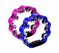 2PCS 8.5 Inch Plastic Tambourines for Adults Church, KTV, Flower Shape Hand Held Drum Percussion Tambourine Musical Instruments Tambourine for School Party Dancing Concert (Pink and Blue(2PCS))