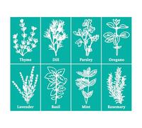 2Pcs 8.5x11inch Silk Screen Stencils Reusable, Mesh Stencils, Thyme Dill Parsley Oregano Lavender Basil Mint Rosemary Screen Printing Stencil, Sticky Adhesive Stencil for Painting On Wood, Crafts DIY