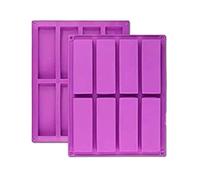 2PCS 8 Cavity Large Rectangle Granola Bar Silicone Moulds Nutrition/Cereal Bar Moulds Energy Bar Maker for Chocolate Truffles Bread Brownie Cornbread