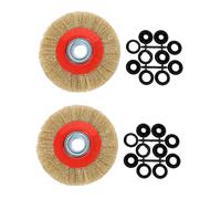 2Pcs 8 Inch 200mm Steel Flat Wire Wheel Brush with 10Pcs Adaptor Rings for Bench Grinder Polish