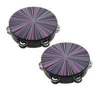 2pcs 8 Inch Double Row Jingles Tambourine Hand Drum Colorful Laser Reflective Tambourines Instrument