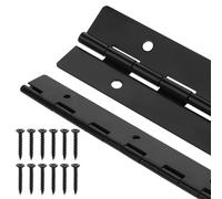 2Pcs 8-Inch Heavy Duty Piano Hinge Black Continuous Hinges 0.19" Thickness/1.49" Open Metal Coated Hinges with 8 Pre-Drilled Holes and 12 Screws for Securing Heavy Folding Cabinet Wooden Lids Doors