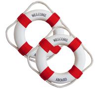 2Pcs 8 Inch Life Preserver Ring, Pool Safety Ring with Perimeter Rope, Portable Lightweight Throwable Flotation Device for Swimming Pool Lake River