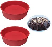 2pcs 8 Inch Silicone Cake Tins for Baking, Silicone Cake Moulds, Round Cake Baking Pan Non-Stick Quick Release Suitable Baking Tray for Cakes Muffins Puddings Bread