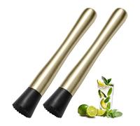 2Pcs 8 Inch Stainless Steel Cocktail Muddler and Mixing Spoon Home Bar Tool Set - Create Delicious Mojitos Old Fashioned/Mint Julep/Other Fruit Based Drinks (Gold)