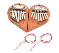 2Pcs 8 Key Thumb Piano and Portable Wooden Kalimba Pendant in Heart Shape and Mini Finger Instrument with Lanyards, Ideal Music Lovers, and Lightweight, Easy