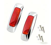 2PCS 8 LED Side Marker Lights 12V-24V Waterproof Truck Trailer RV Caravan Clearance Lights, ABS Chrome Housing, Universal Signal Lamps for Vans, Pickups, Buses and Campers (Red Cover+ Red light)