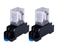2pcs 8-Pin 10A DC24V Electromagnetic Relay with LED Indicator and Socket Base, DIN Rail Mount for Industrial Equipment
