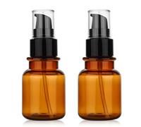 2PCS 80ML/2.7OZ Amber Plastic Bottles with Pump Dispenser Refillable Cosmetic Remover Oil Container Makeup Case Storage Reusable Facial Care Vessel Emulsion Dispenser for Essence Body Wash
