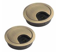 2Pcs 80mm Desk Cable Grommets, Computer Desk Metal Cable Hole, Round Cable Hole Cover for Desktop Cable Organizer(Bronze)