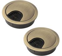 2Pcs 80mm Desk Grommet Kit, Computer Desk Metal Cable Hole Bronze Round Cable Management Wire Organizers for Home Office Computer Table Cables