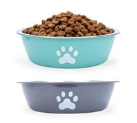 2PCS 860ML Dog Bowls, Stainless Steel Dog Bowls with Nonslip Silicone Bottom, Food Water Bowl for Cat, Pet Feeding Bowl Pets Feeder for Small Medium Dogs (grey blue)