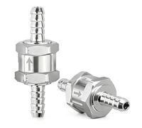 2Pcs 8mm Fuel Non Return Valve One Way Inline Check Valve (Silver)