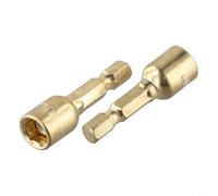 2pcs 8mm Magnetic Hex Socket Adapter for Hand Drill, Electric Screwdriver & Driver - 1/4 Inch Shank, Chrome Vanadium Steel, 45mm Length