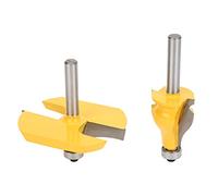 2PCS 8mm Shank Handrail Router Bits YG6 Alloy Cutter Heads for Woodworking, Table Advanced Stair Trim 45 Carbon Steel Body