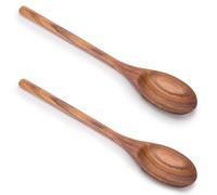 2PCS 9.25" Wooden Cooking Spoons,Handcrafted Cutlery Tool, Natural Kitchen Utensils,Soup Spoon,Healthy and High Moist Resistance for Cooking, Serving Salad, Mixing,Stirring Soup