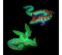2pcs 9" 3D Printed Dragon, Glow-in-The-Dark 3D Printed Animals, Eco-Friendly Material, Perfect for Desk Decor & Stress Relief