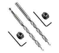 2PCS 9.5mm(3/8”) Pocket Hole Jig Kit, Pocket Hole Drill Bit 1/4”hex Shank and Round Shank Replacement Twist Step Drilling Bit with Depth Stop Collar Square Drive Bit and Screws for Jig System Guide