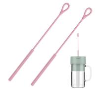 2Pcs 9.84“ Silicone Straw Cleaner Brush,Straw Cleaners,Bendable & Dual-Purpose,Tool For Metal, Glass, Plastic Straws, & Lids Stanley Straw Cleaner (Pink)
