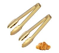 2pcs 9 inches Kitchen Tongs, Cooking Tongs Buffet Easy Grip Stainless Steel Serving Tongs Party Kitchen Utensils for Grilling BBQ Serving Salad Ice(Champagne Gold 2pcs)