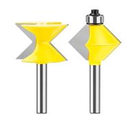 2pcs 90 Degree Edge Banding Router Bit Set, 6/8/12mm 1/2 1/4 Inch Shank Matched Tongue and Groove Woodworking Milling Cutter(2PCS Set 6.35 Shank)