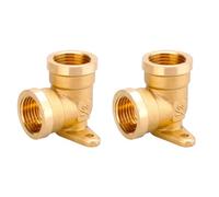 2Pcs 90 Degree Elbow, 1/2 Inch Brass Wall Plate Elbow Plumbing Fittings with Base Plate (Model A)