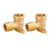 2PCS 90 Degree Elbow, 1/2 Inch Brass Wall Plate Elbow Plumbing Fittings with Base Plate (Model B)