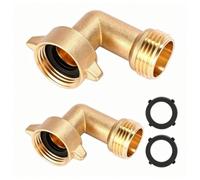 2PCS 90 Degree Garden Hose Elbow Connectors - 3/4" Solid Brass Adapter with 4 Washers for Outdoor Faucets & Hose Repairs