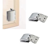 2Pcs 90 Degree Glass Door Pivot Hinges Kit, Glass Shower Door Clamps, Zinc Alloy Cabinet Hinge for Home, Office, Hotel(L Glossy)