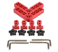 2Pcs 90 Degree Positioning Squares, Right Angle Fixing Clamp for Woodworking, ABS Carpenter Tool with Screws and Limit Blocks, 120mm (4-1/2in), Red