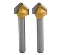 2Pcs 90 Degree V-Groove Router Bits with 6mm Shank, Carbide Tipped Flat Head Engraving Milling Cutters for CNC Wood Carving, Acrylic, MDF and PVC Chamfering