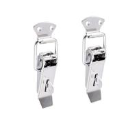 2PCS 90 Degrees DuckMouth Buckle Hook Lock Stainless Steel Spring Loaded Draw Toggle Latch Clamp Clip Silver Hasp Catch Clasp(304 Stainless Steel,503 001)