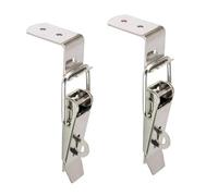 2PCS 90 Degrees DuckMouth Buckle Hook Lock Stainless Steel Spring Loaded Draw Toggle Latch Clamp Clip Silver Hasp Catch Clasp(Nickled Plated,503 Hook)