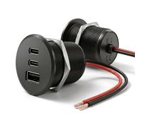 2PCS 90W All-Aluminum RV USB Outlet 12V/24V 3 Charging Ports, GIBBAB 2 36W PD3.0 Type-C+18W QC3.0 Fast Charging Socket, Recessed Mount Car Charger Cigarette Lighter Replacement for Camper Trailer Boat