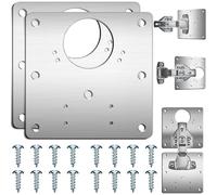 2PCS 90x90mm Thickened Hinge Repair Plate with 6 Screws, Stainless Steel Cabinet Door Hinge Repair Brackets for Kitchen Cupboard Repair, Pre-Drilled Holes
