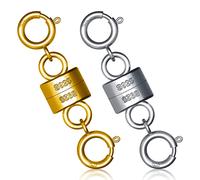 2pcs 925 Magnetic Necklace Clasps and Closures, Double Buckle Sterling Silver Bracelet Clasp Converter Magnetic Jewelry Clasps Locking Magnetic Clasps for Jewelry Making Supplies (Gold, Silver)
