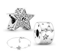 2PCS 925 Sterling Silver Charms Dangle Pendant Charm DIY Beads for Necklaces, Bracelet Charm Fashion Jewelry Fits for Pandora Bracelet DIY Making Gift for Women Family Friends