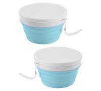 2Pcs 950ML Silicone Food Container Outdoor Foods Bowl with Lid Space Saving Salad Dish Portable Tableware Bowls