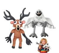 2Pcs 99 Nights In The Forest Plush Toy, The Forest Figures Plush, Game Inspired Deer Villain Collectible and Soft Owl Plushie Toys, Cuddly Stuffed Animal Doll Gifts for Kids Adults Collectors