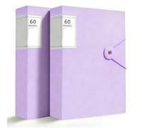 2pcs A4 Display Folder Book with Plastic Sleeves,Presentation Folder with 60 Pockets,File Organizer,Binder for Paperwork,Project,Certificate,Portfolio,Students(Purple)